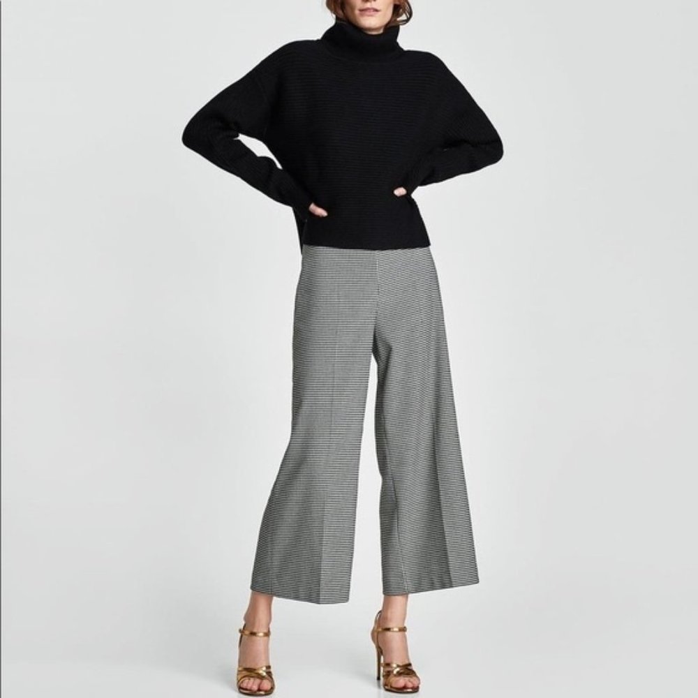 Zara high waisted crop wide leg pants